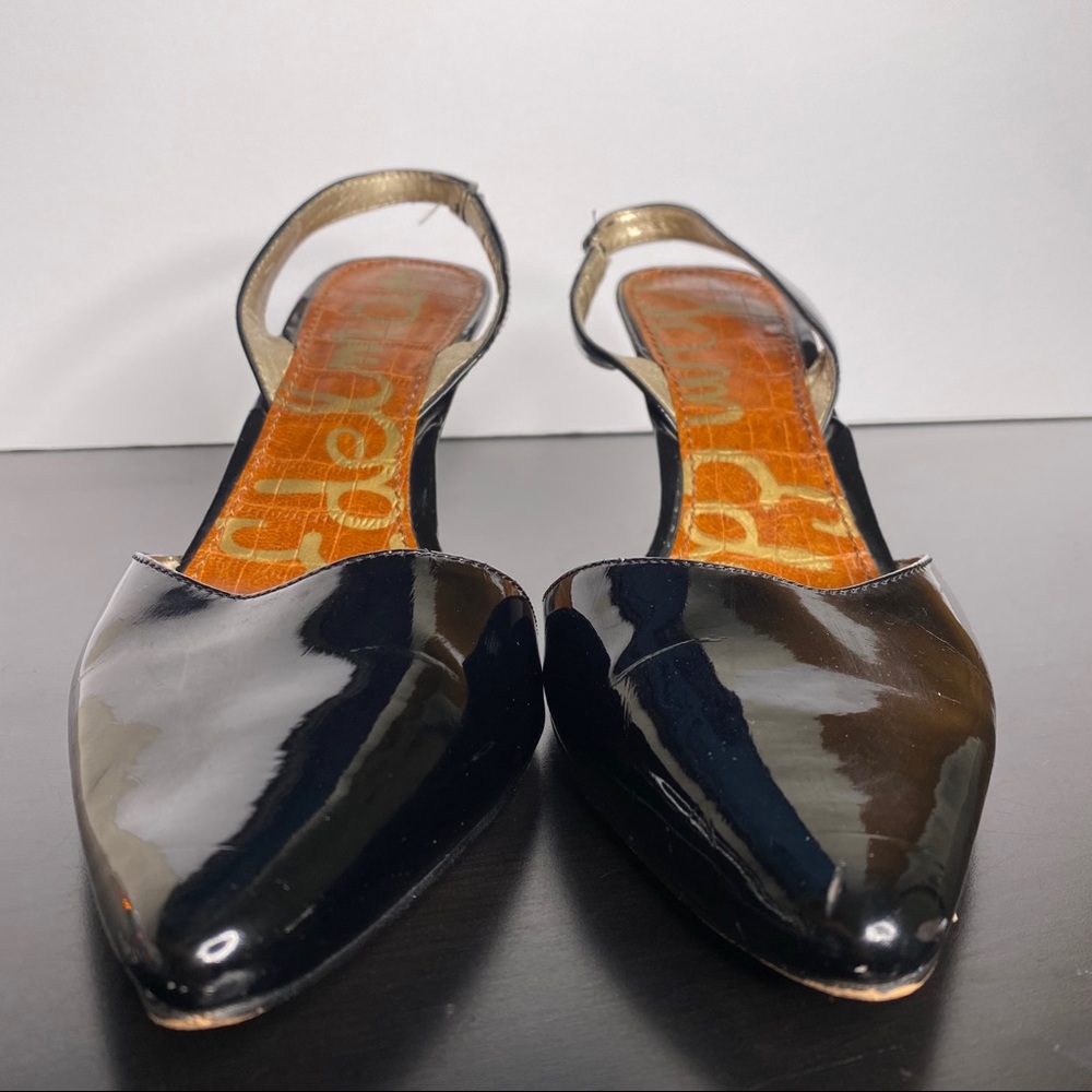 Sam Edelman small black heels pointed toe shiny 8 - Picture 3 of 9